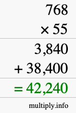 How to calculate 768 times 55 using long multiplication How to calculate 768 times 55 using long multiplication