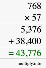 How to calculate 768 times 57 using long multiplication How to calculate 768 times 57 using long multiplication