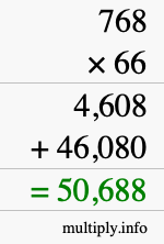 How to calculate 768 times 66 using long multiplication