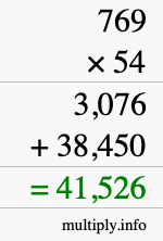 How to calculate 769 times 54 using long multiplication
