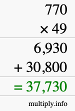 How to calculate 770 times 49 using long multiplication