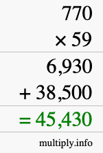 How to calculate 770 times 59 using long multiplication