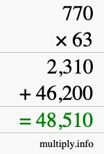 How to calculate 770 times 63 using long multiplication