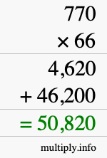 How to calculate 770 times 66 using long multiplication