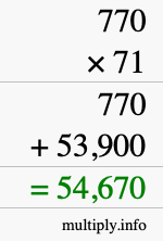 How to calculate 770 times 71 using long multiplication