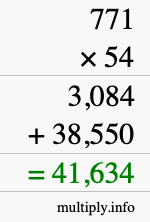 How to calculate 771 times 54 using long multiplication