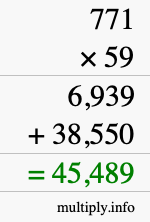 How to calculate 771 times 59 using long multiplication