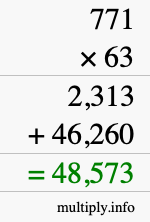 How to calculate 771 times 63 using long multiplication
