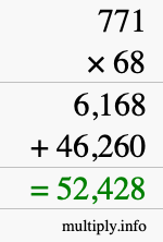 How to calculate 771 times 68 using long multiplication