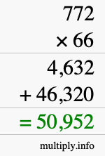 How to calculate 772 times 66 using long multiplication