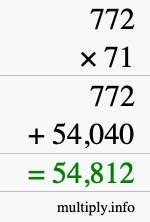 How to calculate 772 times 71 using long multiplication