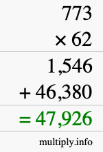 How to calculate 773 times 62 using long multiplication