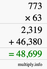 How to calculate 773 times 63 using long multiplication