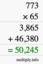 How to calculate 773 times 65 using long multiplication
