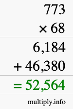How to calculate 773 times 68 using long multiplication