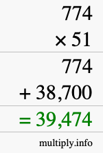How to calculate 774 times 51 using long multiplication How to calculate 774 times 51 using long multiplication