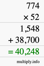 How to calculate 774 times 52 using long multiplication How to calculate 774 times 52 using long multiplication