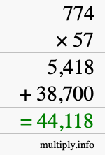 How to calculate 774 times 57 using long multiplication How to calculate 774 times 57 using long multiplication