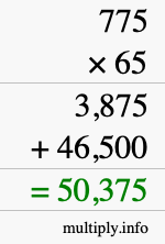 How to calculate 775 times 65 using long multiplication