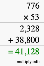How to calculate 776 times 53 using long multiplication