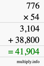 How to calculate 776 times 54 using long multiplication