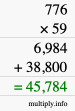 How to calculate 776 times 59 using long multiplication