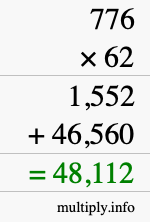 How to calculate 776 times 62 using long multiplication