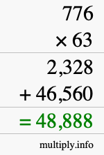 How to calculate 776 times 63 using long multiplication