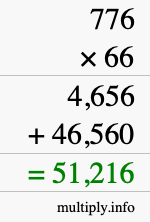 How to calculate 776 times 66 using long multiplication