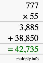 How to calculate 777 times 55 using long multiplication How to calculate 777 times 55 using long multiplication