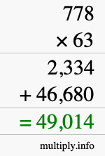 How to calculate 778 times 63 using long multiplication