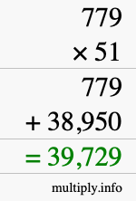 How to calculate 779 times 51 using long multiplication