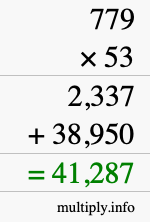 How to calculate 779 times 53 using long multiplication