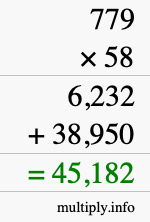 How to calculate 779 times 58 using long multiplication