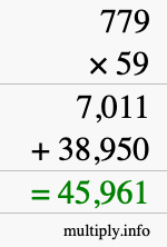 How to calculate 779 times 59 using long multiplication