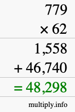 How to calculate 779 times 62 using long multiplication