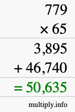 How to calculate 779 times 65 using long multiplication