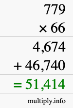 How to calculate 779 times 66 using long multiplication