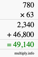 How to calculate 780 times 63 using long multiplication