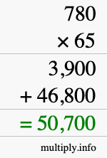 How to calculate 780 times 65 using long multiplication