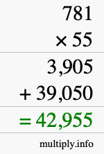 How to calculate 781 times 55 using long multiplication How to calculate 781 times 55 using long multiplication