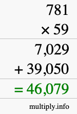 How to calculate 781 times 59 using long multiplication