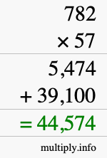 How to calculate 782 times 57 using long multiplication How to calculate 782 times 57 using long multiplication