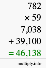 How to calculate 782 times 59 using long multiplication