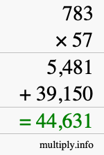 How to calculate 783 times 57 using long multiplication How to calculate 783 times 57 using long multiplication