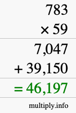 How to calculate 783 times 59 using long multiplication