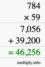 How to calculate 784 times 59 using long multiplication