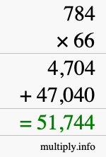 How to calculate 784 times 66 using long multiplication