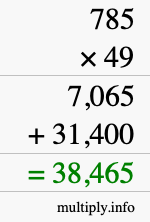 How to calculate 785 times 49 using long multiplication