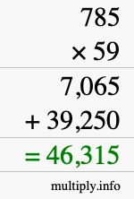 How to calculate 785 times 59 using long multiplication